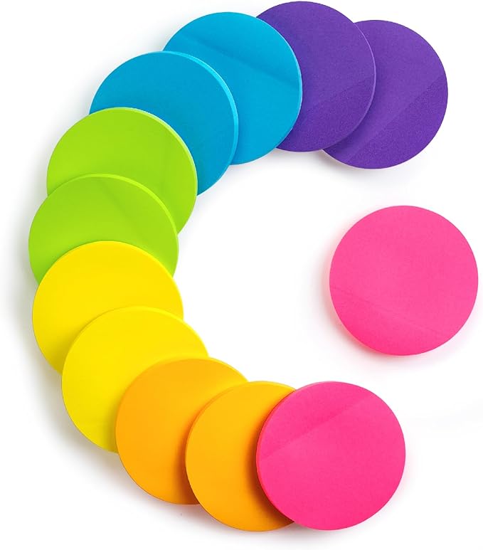 Round Sticky Notes, 12 Pads, 720 Sheets, Colorful Sticky Notes Bulk